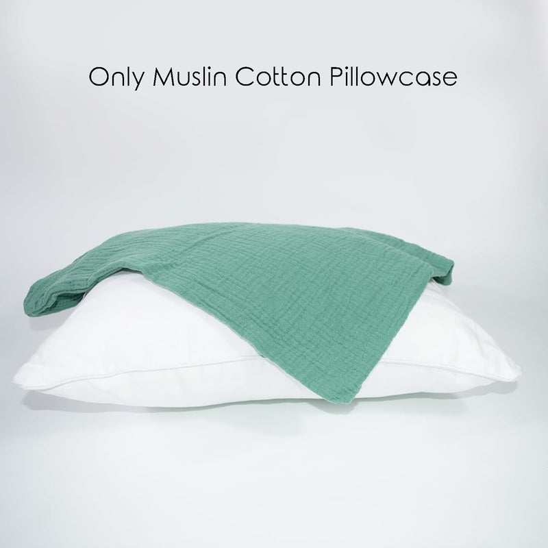 Dormlony Organic Cotton Muslin Mini Pillowcases with Envelope Design,2 Pack Ultra Breathable Kids Toddler Pillowcases for Boys and Girls- 13 x 18 inches (Turquoise) - Image 4